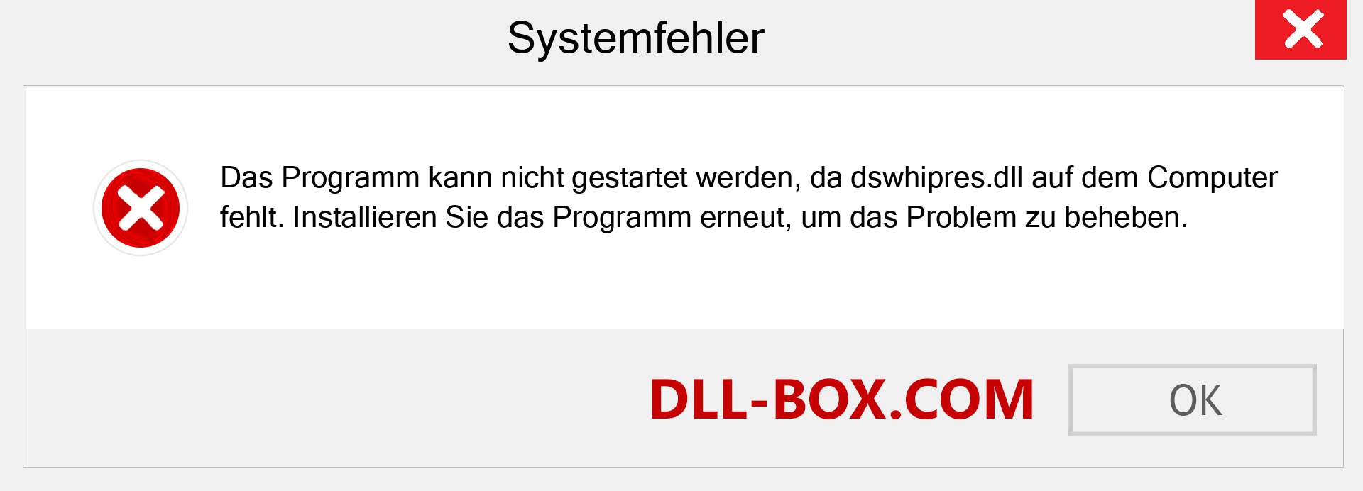 dswhipres.dll-Datei fehlt?. Download für Windows 7, 8, 10 - Fix dswhipres dll Missing Error unter Windows, Fotos, Bildern