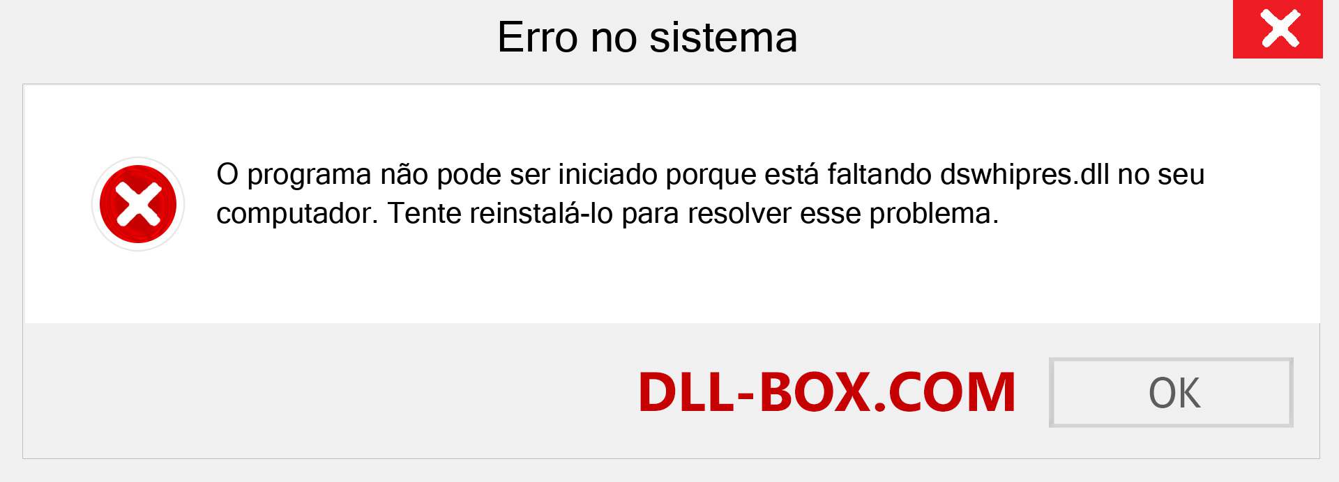 Arquivo dswhipres.dll ausente ?. Download para Windows 7, 8, 10 - Correção de erro ausente dswhipres dll no Windows, fotos, imagens